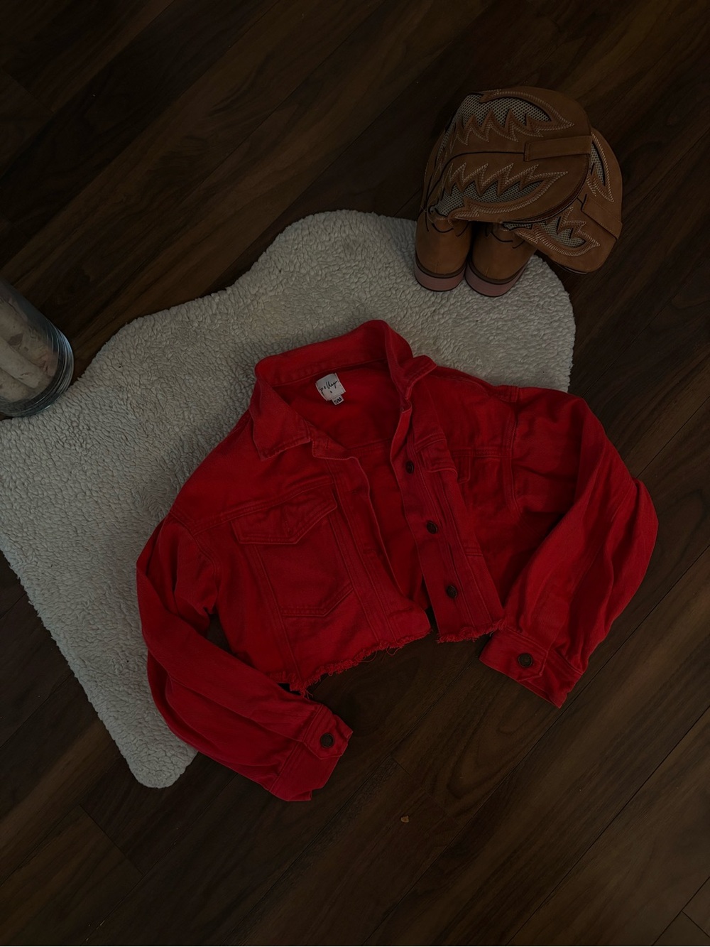 🍓PRINCESS POLLY CROPPED RED DENIM JACKET